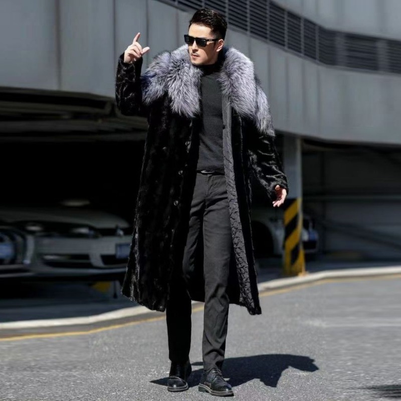 Winter Clothing Brands - 남성용 인조 밍크 코트, 긴 모피