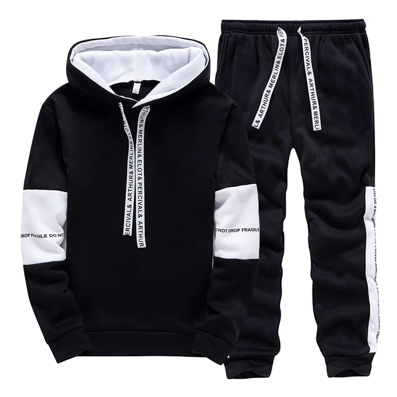 Winter Clothing Fashion - 블랙 화이트 남성 운동복 패션 캐주얼