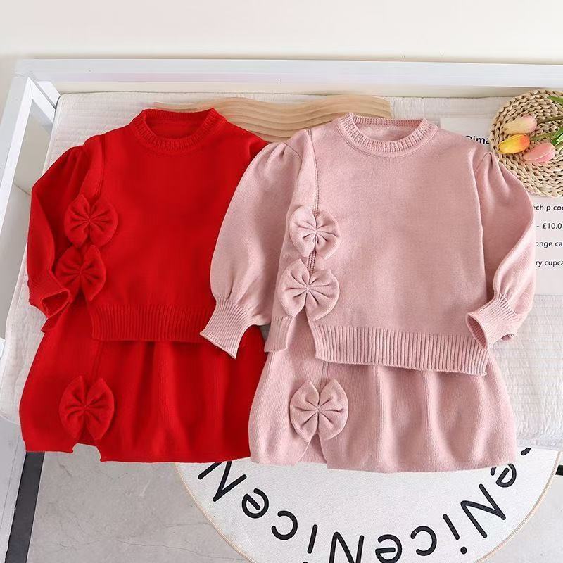 Winter Clothing That Starts With O - 여아용 투피스 긴팔 스웨터 세트, 맨투맨