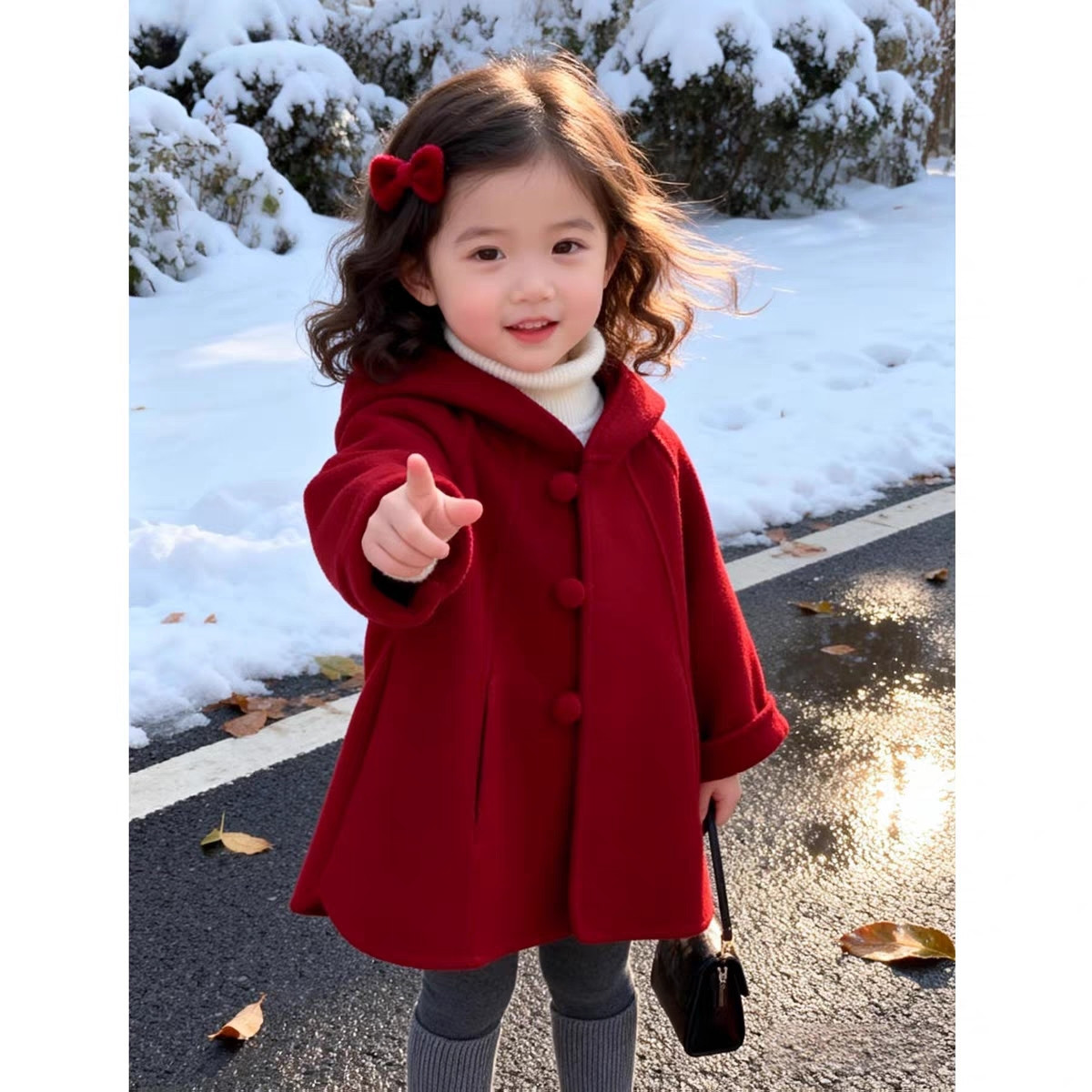 여아 울 코트 가을 겨울 신상 아동용 빨간 후드 아기  - Winter Clothing For Baby Girl 리뷰 및 가격