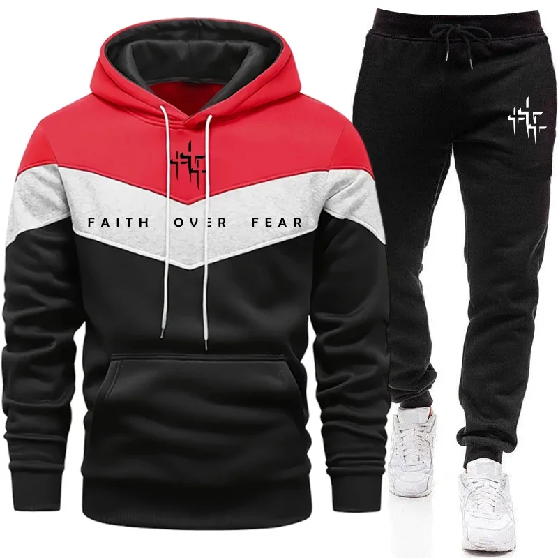 Faith Over Fear 남성용 트랙수트 후드 티셔 - Winter Clothing Fashion 리뷰 및 가격