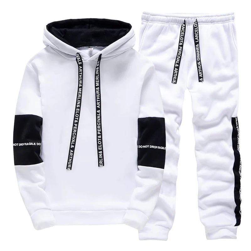 블랙 화이트 남성 운동복 패션 캐주얼 후드 티셔츠 야외 - Winter Clothing Fashion 리뷰 및 가격