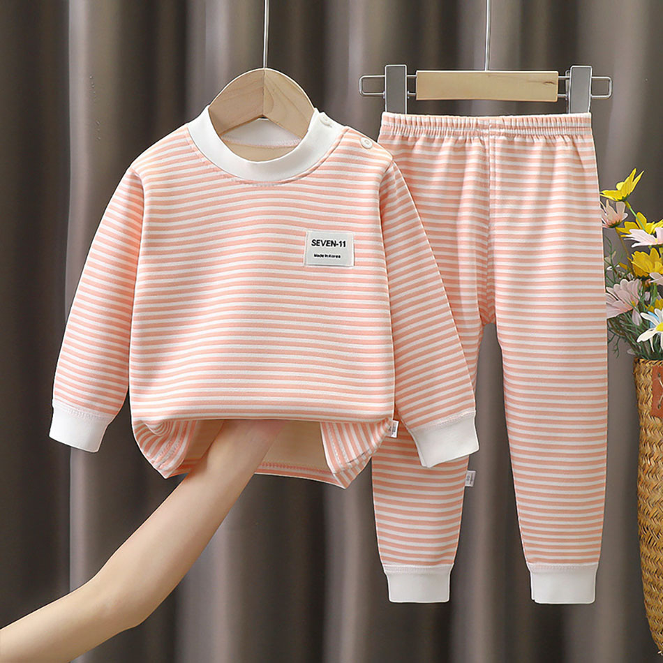플리스 안감 아기 의류 세트 따뜻한 줄무늬 속옷 잠옷  - Winter Clothing For Baby Girl 리뷰 및 가격