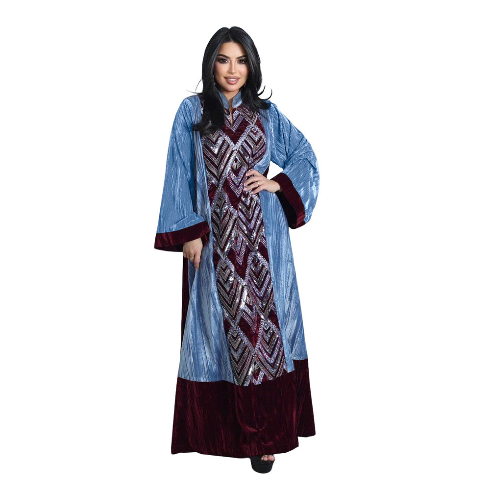 Xqy500461 의류 벨벳 패치워크 여성 의류 드레스 - Winter Clothing Dubai 리뷰 및 가격