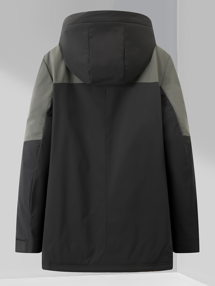 남성 패셔너블 캐주얼 컬러 블록 트렌디 후드 중간 길이 - Winter Clothing Brand Names 리뷰 및 가격